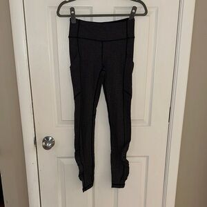 lululemon athletica Black and Grey Herringbone Patterned Leggings